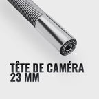 Tête de caméra d’inspection 23 mm : optique saphir de série, corps inox étanche, fil d’eau et sonde 512 Hz en option